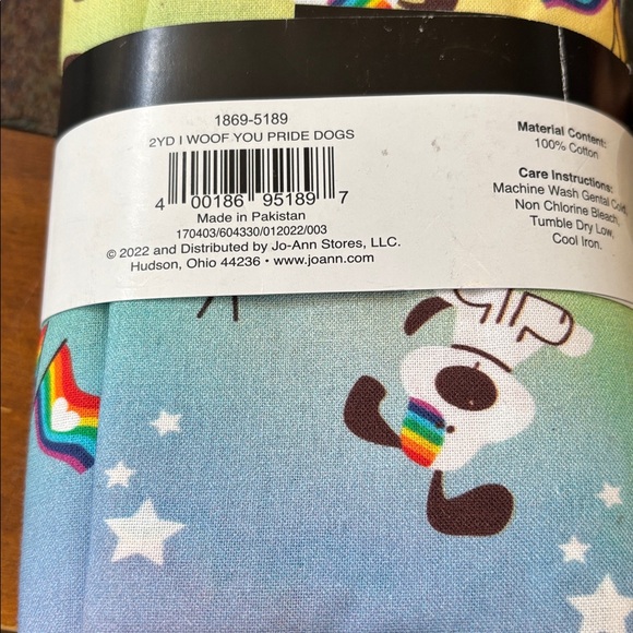 JOANN FABRICS Celebration Pre-Cut Fabric 2 Yards Each "Woof You Pride Dogs" - Picture 3 of 3